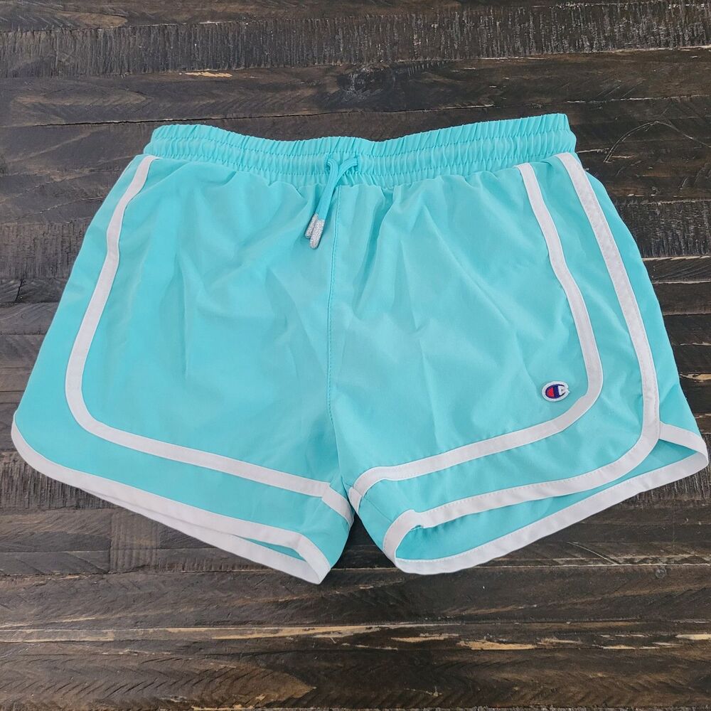 Champion Girls Athletic Shorts Aruba Blue White Piping Large 10/12